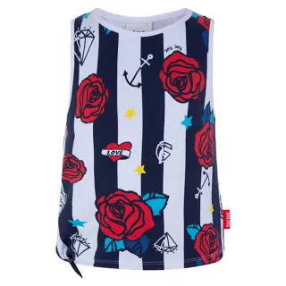 【tuc tuc】女童 藍白條紅玫瑰綁結背心 3-10A MO4776(tuctuc Kids 上衣)