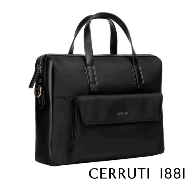 【Cerruti 1881】義大利頂級公事包/斜背包(黑色 CECA06492T)