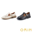【ORIN】圓頭羅馬編織真皮平底鞋(米色)