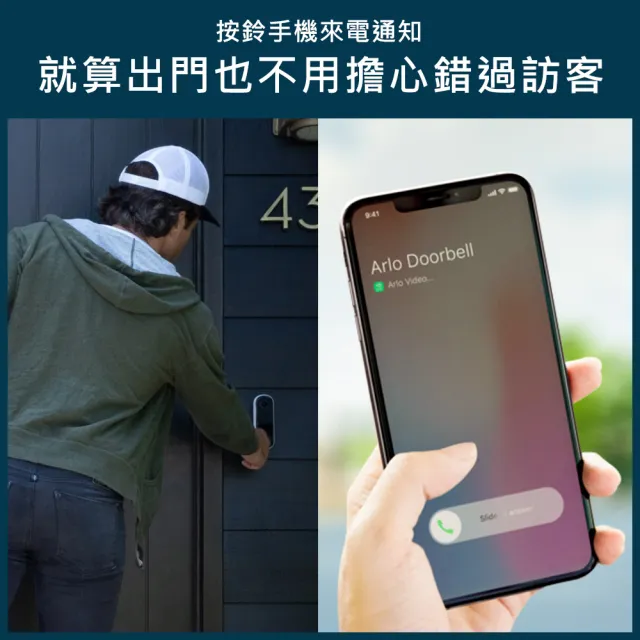 【NETGEAR】Arlo Essential 超廣角180度 雲端無線 WiFi 視訊門鈴 AVD4001(AI智慧辨識/防水防塵/手機觀看)