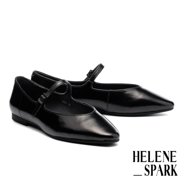 HELENE_SPARK 簡約Classic H極柔牛皮芭蕾低跟鞋(黑)