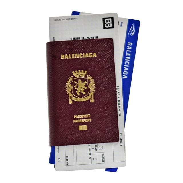 Balenciaga 巴黎世家Balenciaga 巴黎世家 限量護照夾機票造型小牛皮對折長夾(紅棕色787777-BROWN)
