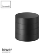 【YAMAZAKI】tower四層旋轉收納盒-黑(飾品收納盒/收納盒/飾品架/梳妝收納)