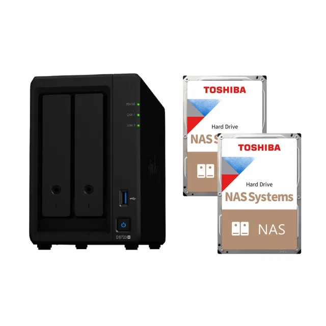 【Synology 群暉科技】搭 東芝 10TB x2 ★ DS723+ 2bay NAS 網路儲存伺服器