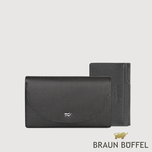 BRAUN BUFFEL 德國小金牛 台灣總代理 欣娜-A 11卡兩折中夾-黑色(BF842-501-BK)