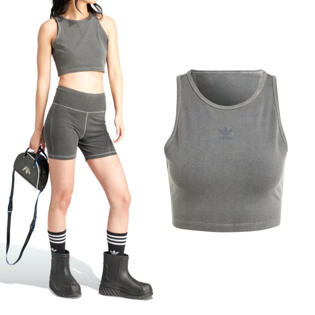 adidas 愛迪達 Adidas ESS+ CROP TANK 女款 水洗灰色 運動 休閒 舒適 訓練 削肩 背心 IU2709