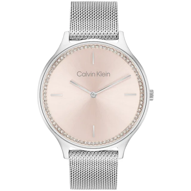 【Calvin Klein 凱文克萊】CK Timeless 晶鑽米蘭帶女錶-38mm(25100004)