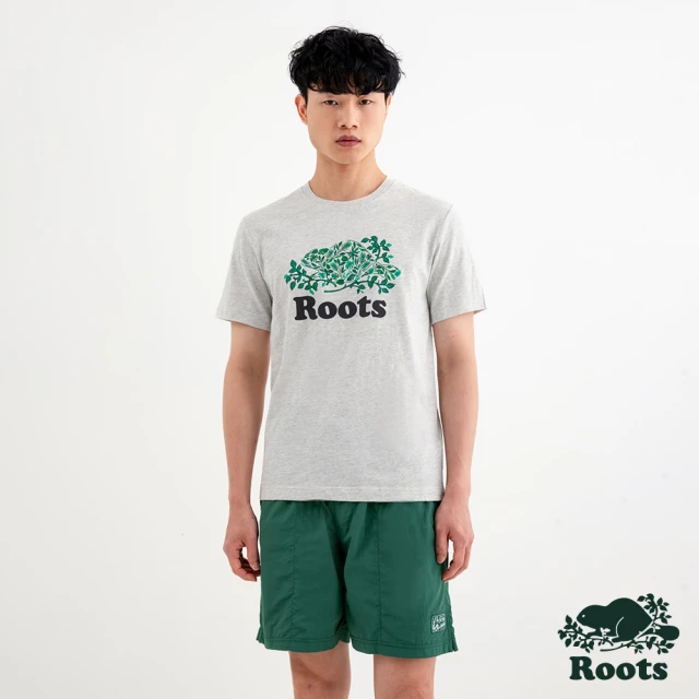 Roots Roots 男裝- COOPER NATURE修身短袖T恤(白麻灰)