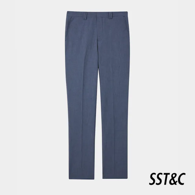 【SST&C 換季７５折】海軍藍紋理修身西裝褲0212404002