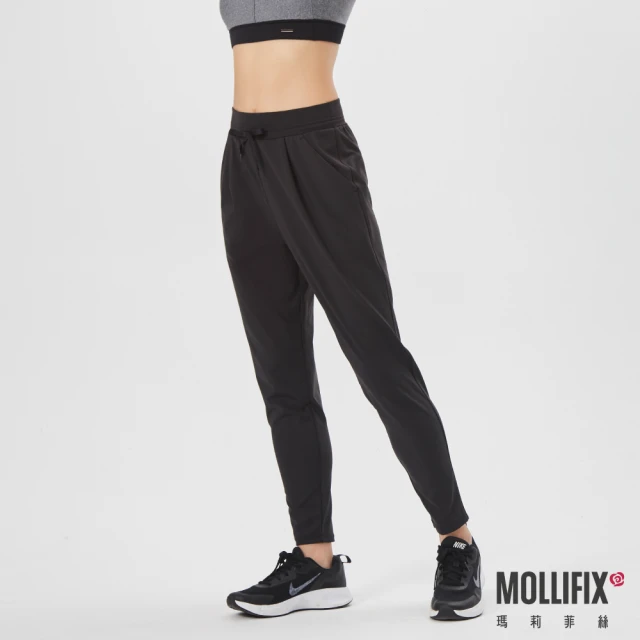 【Mollifix 瑪莉菲絲】都會彈性修身運動長褲、瑜珈褲、訓練褲(2色任選)