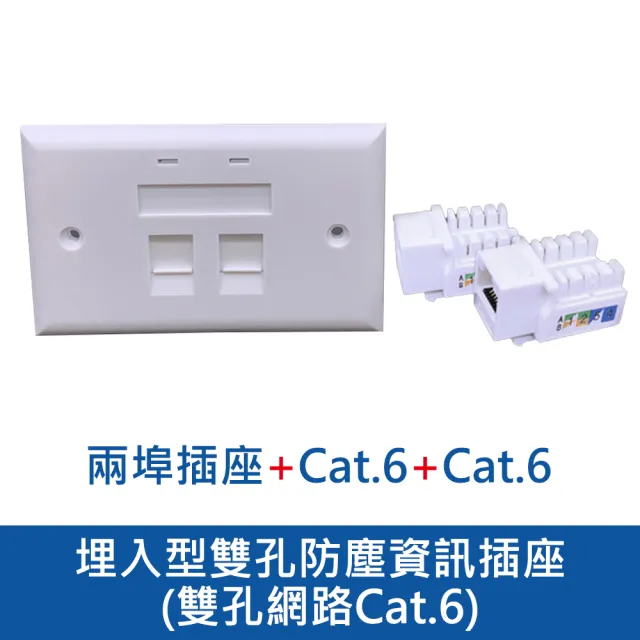 【台灣霓虹】埋入型雙孔防塵資訊插座-雙孔網路Cat.6