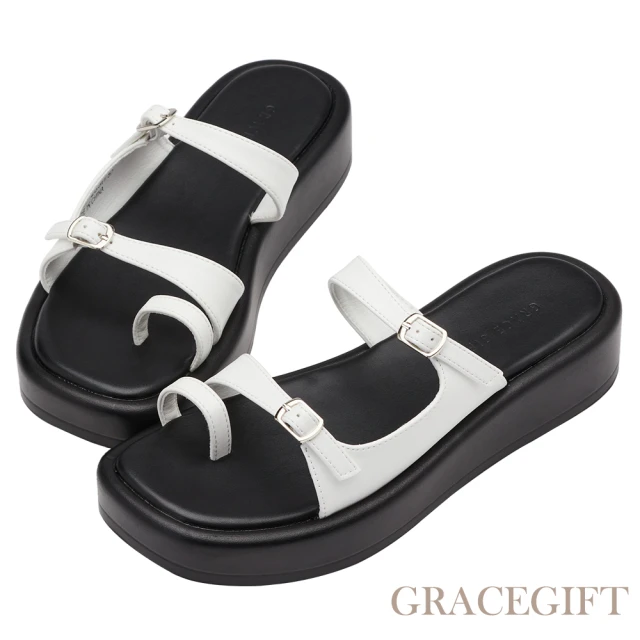 Grace Gift 極簡方釦圓頭厚底長靴好評推薦
