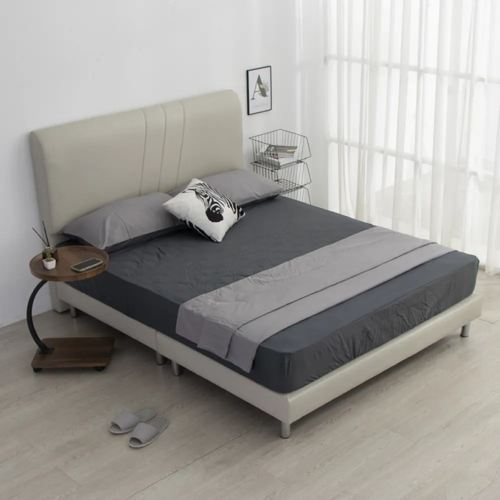 【IDEA】TANYA坦雅簡約5尺雙人皮革床架/房間3件組(床頭+床底)