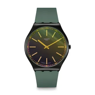 【SWATCH】Skin Irony 超薄金屬系列手錶 GREEN VISION 男錶 女錶 瑞士錶 錶(42mm)