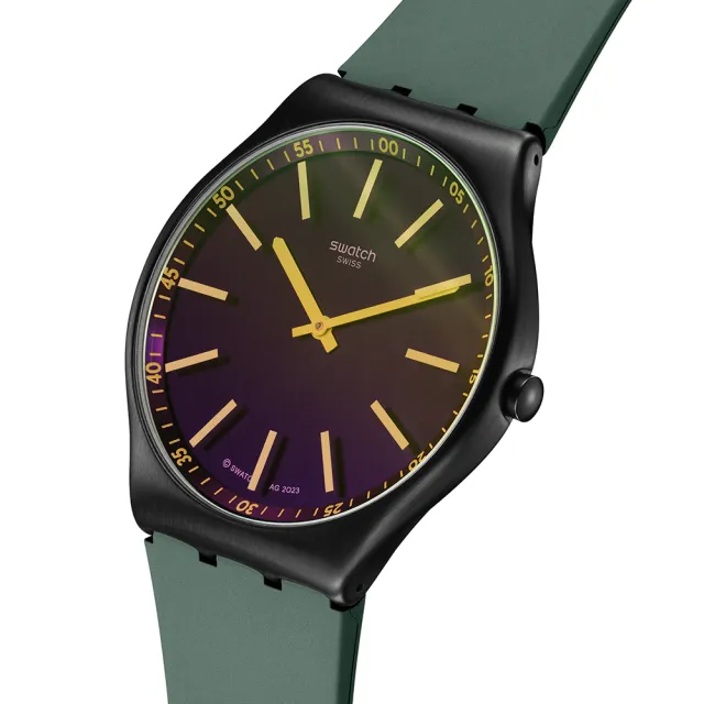 【SWATCH】Skin Irony 超薄金屬系列手錶 GREEN VISION 男錶 女錶 瑞士錶 錶(42mm)