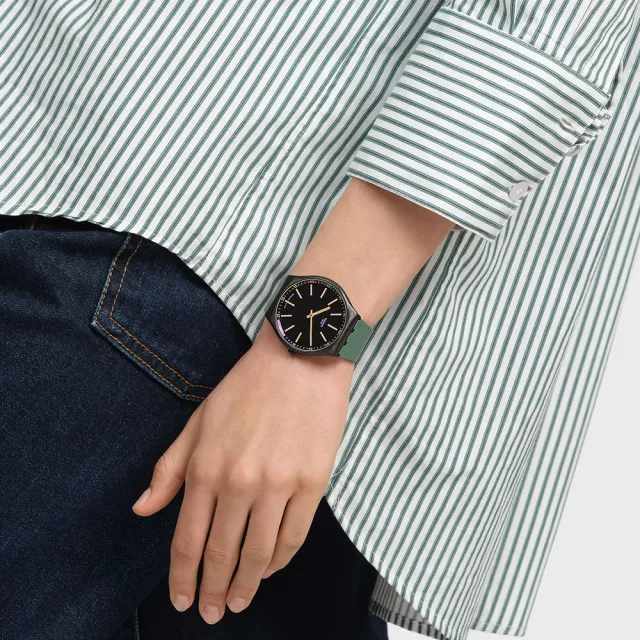 【SWATCH】Skin Irony 超薄金屬系列手錶 GREEN VISION 男錶 女錶 瑞士錶 錶(42mm)