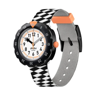 【Flik Flak】兒童手錶 賽車旗 RACE FLAG 瑞士錶 兒童錶 手錶 編織錶帶(34.75mm)