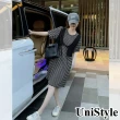 【UniStyle】假兩件背心馬甲條紋短袖洋裝 韓系顯瘦T恤裙 女 ZM087-6108(黑)
