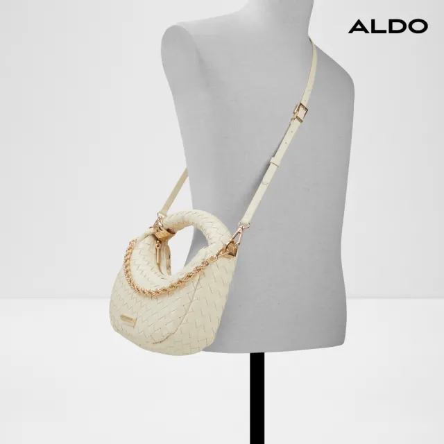 【ALDO】VENESSA-優雅編織弧度設計彎月手提包-女包(米白色)