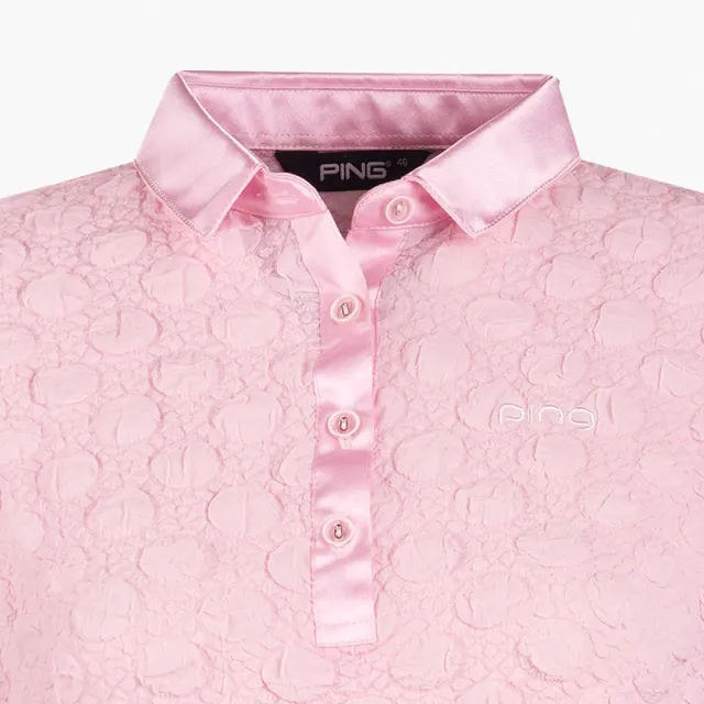 【PING】女款泡泡布短袖POLO衫-粉紅(GOLF/高爾夫球衫/RA23104-13)