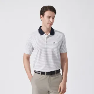 【pierre cardin 皮爾卡登】商務休閒 男款 TOP緹花組織短袖POLO衫-丈青色(5247297-38)
