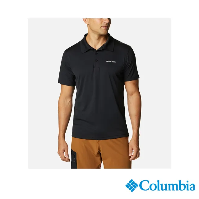 【Columbia 哥倫比亞 官方旗艦】男款-Zero Rules™涼感防曬快排短袖Polo衫-黑色(UAE60820BK/IS)