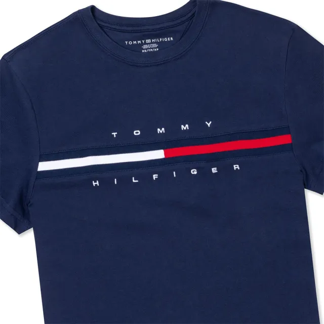 【Tommy Hilfiger】TOMMY 經典刺繡大LOGO文字圖案短袖T恤 上衣-女-深藍色(平輸品)