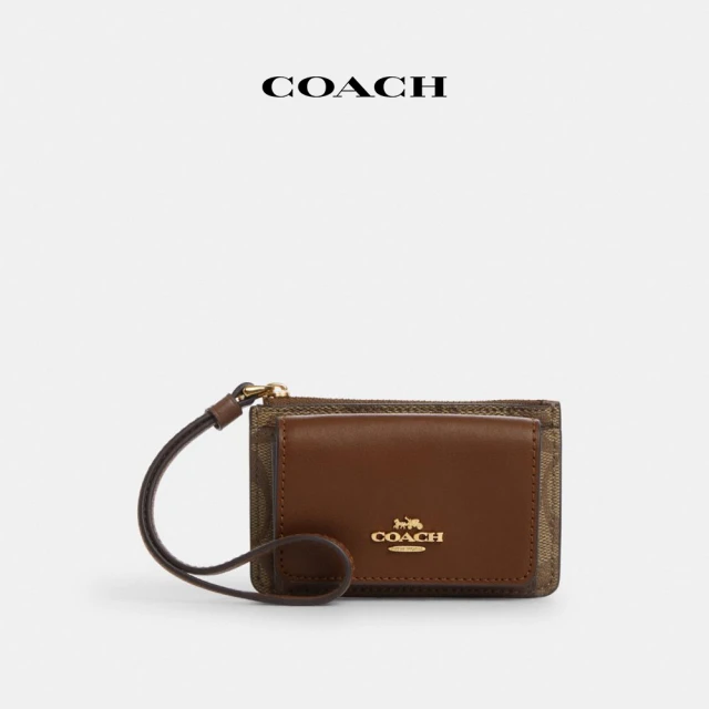 COACHCOACH 官方直營經典Logo腕帶卡夾-IM/卡其色/馬鞍棕色2(CP433)