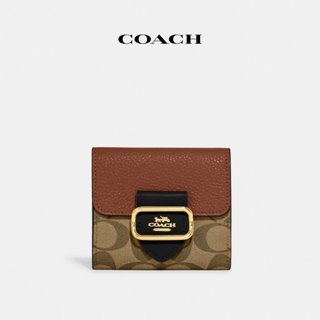 COACH 官方直營MORGAN撞色經典Logo小號錢包-IM/卡其色/混合色(CF472)