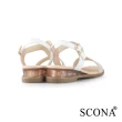 【SCONA 蘇格南】精緻鑽飾楔型涼鞋(白色 31228-1)