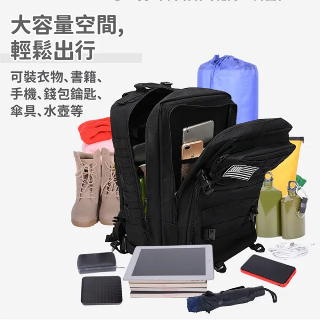 【Plenty 精選良品】50L防潑水戰術後背包(防水包 軍風迷彩 戰術背包 後背包 大容量)