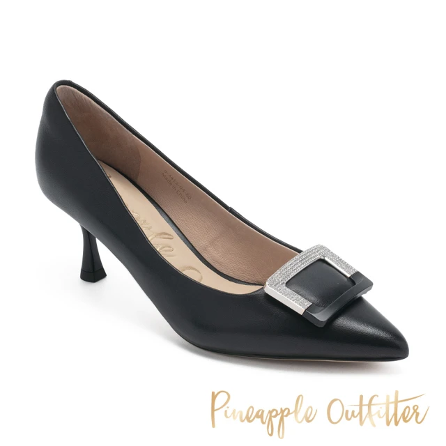 Pineapple Outfitter GIDJA 氣質素面水鑽方釦高跟鞋(黑色)