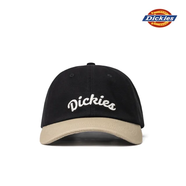 【Dickies】男女款黑色撞色純棉品牌刺繡Logo棒球帽｜DK013030BLK(帽子)