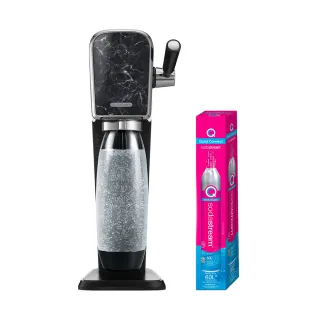 【Sodastream】ART 拉桿式自動扣瓶氣泡水機 大理石黑(加碼送1隻鋼瓶 含原箱共2隻+1L水瓶x1)
