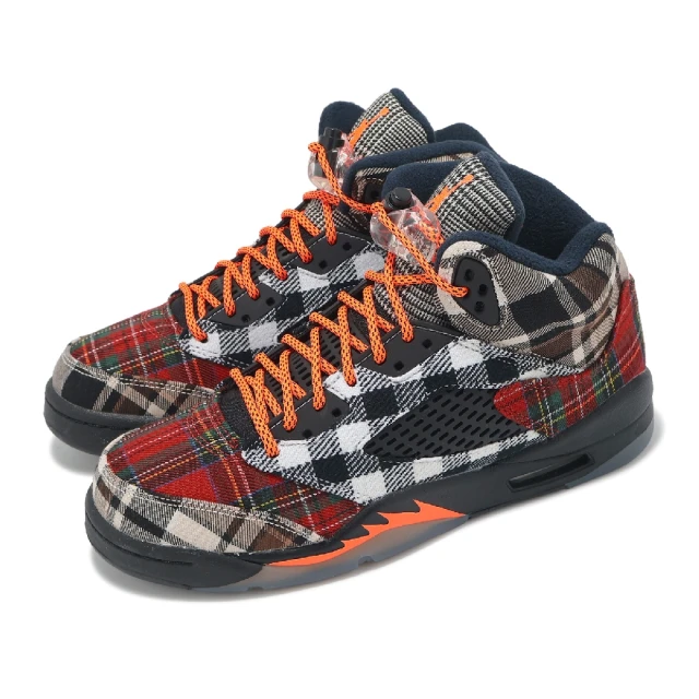 NIKE 耐吉NIKE 耐吉 Air Jordan 5 Retro GS Plaid 蘇格蘭格紋 大童 女鞋 黑 紅 5代(FD4814-008)