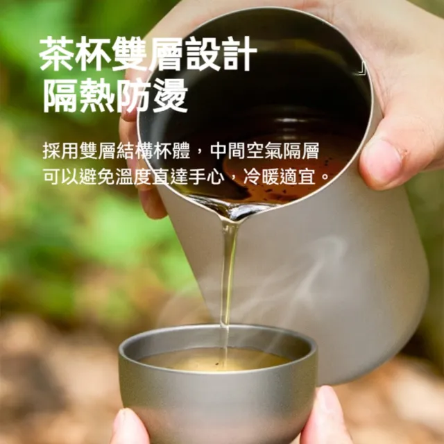 純鈦雙層品茶杯2入組(泡茶茶具茶杯防燙小茶杯純鈦品茗杯雙層功夫