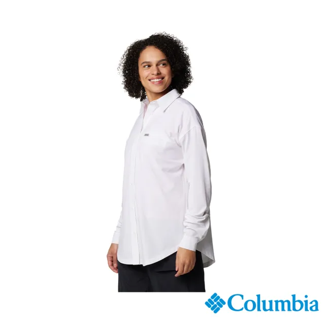 【Columbia 哥倫比亞 官方旗艦】女款-Boundless Trek™防曬UPF50防潑長袖襯衫-白色(UAR05550WT/IS)