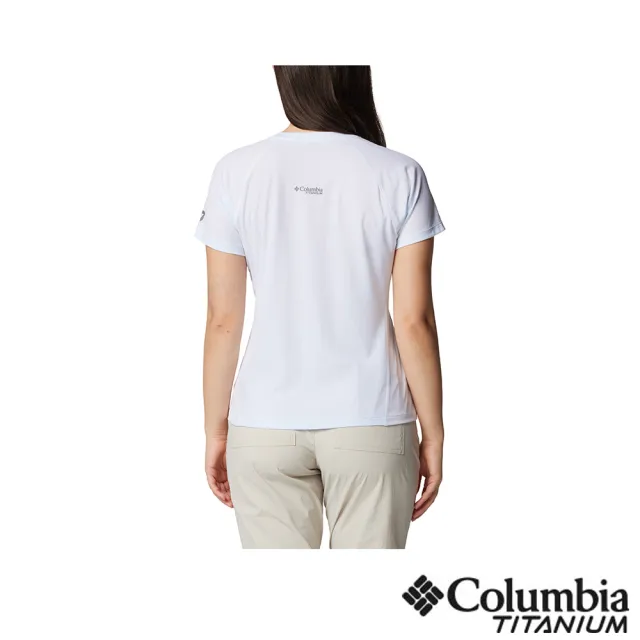 【Columbia 哥倫比亞 官方旗艦】女款-鈦Cirque River™酷涼快排短袖上衣-白色(UAR02470WT/IS)