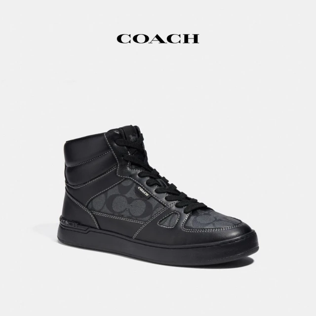 COACH 官方直營CLIPCOURT經典Logo高筒運動鞋-黑色(CC736)