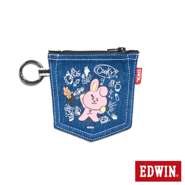 【EDWIN】男女裝 BT21牛仔證件套(粉紅色)