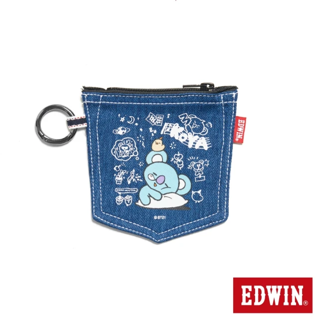 【EDWIN】男女裝 BT21牛仔證件套(水藍色)