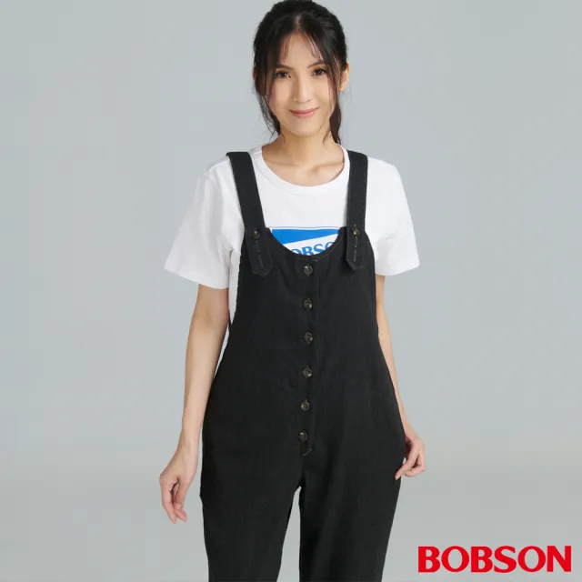 【BOBSON】女款仿毛刷毛吊帶褲(D138-87)