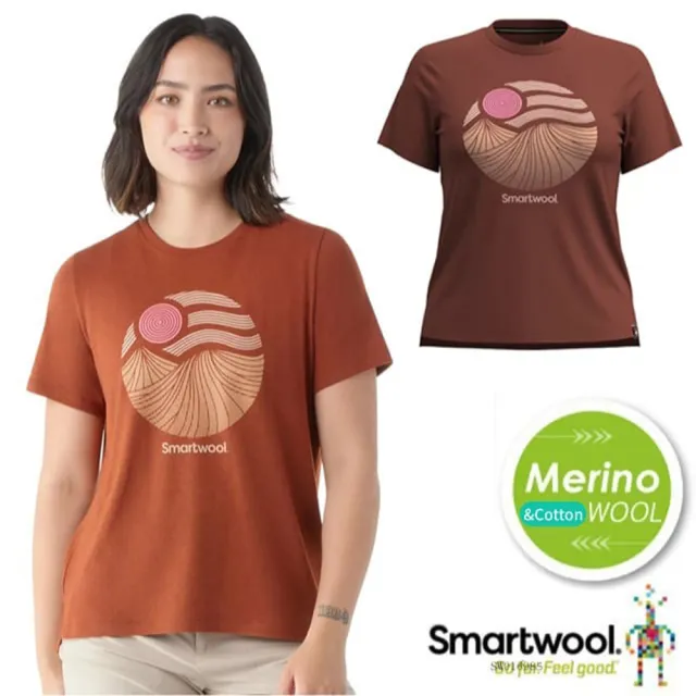【SmartWool】女 Horizo☆☆N View 美麗諾羊毛控溫圓領塗鴉短袖T恤_自然意象(SW002391-L87 胡桃棕)
