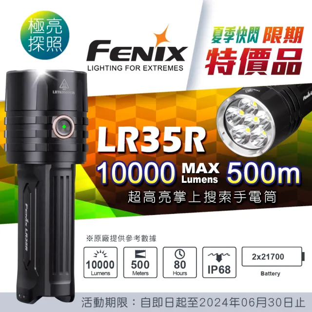 【Fenix】限期特價品 LR35R 超高亮掌上搜索手電筒(Max 10000 Lumens)