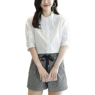 【Alishia】氣質淑女繡花輕薄純棉寬鬆襯衫 S-3XL(現+預 白色)