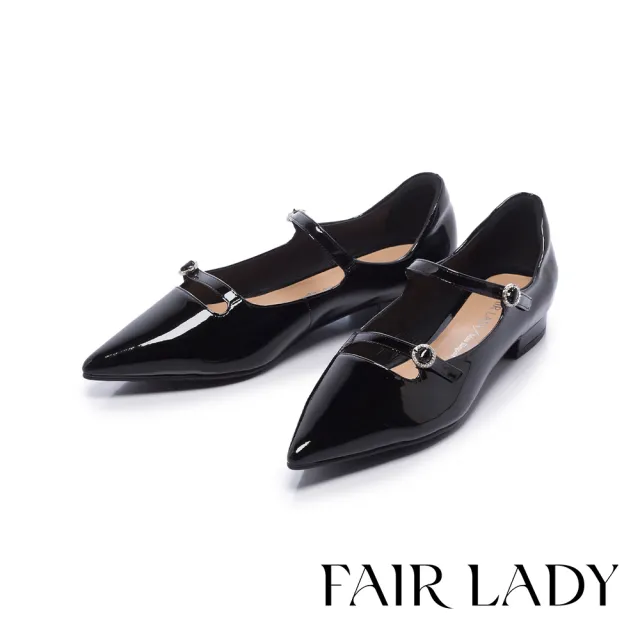 【FAIR LADY】優雅小姐 魅力尖頭雙帶低跟瑪莉珍鞋(漆黑、6J2872)