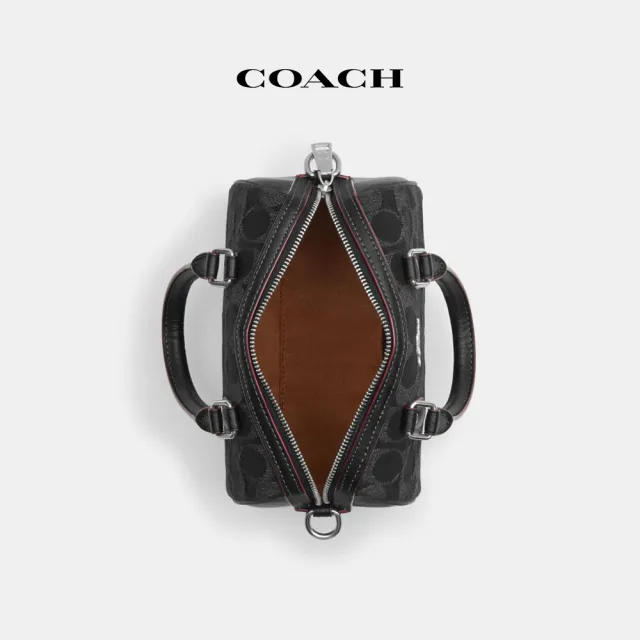 COACH官方直營】ROWAN經典Logo丹寧布迷你斜背手袋-SV/黑色(CO963 