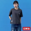 【EDWIN】女裝 BT21拼貼牛仔紋短袖T恤(暗灰色)