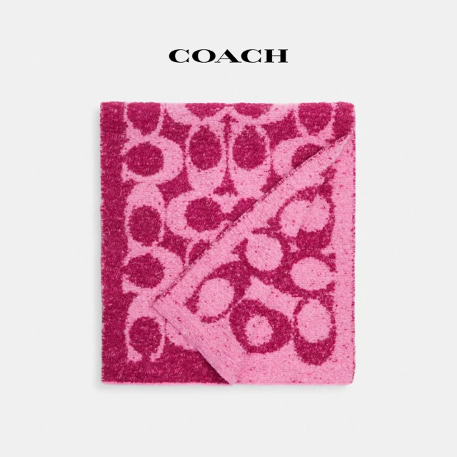 COACH 官方直營經典Logo圍巾-深紫紅(CM051)