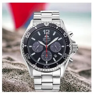 【ORIENT 東方錶】太陽能 熊貓款 計時200米防水 腕錶 男錶 黑色(RA-TX0202B 黑色)